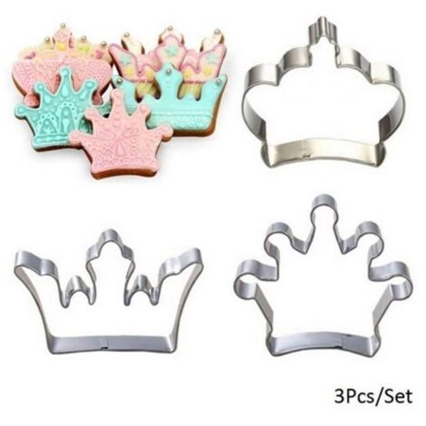 3 pièces emporte-pièce en acier inoxydable princesse couronne roi reine fête gâteau biscuit cuisson outil moule