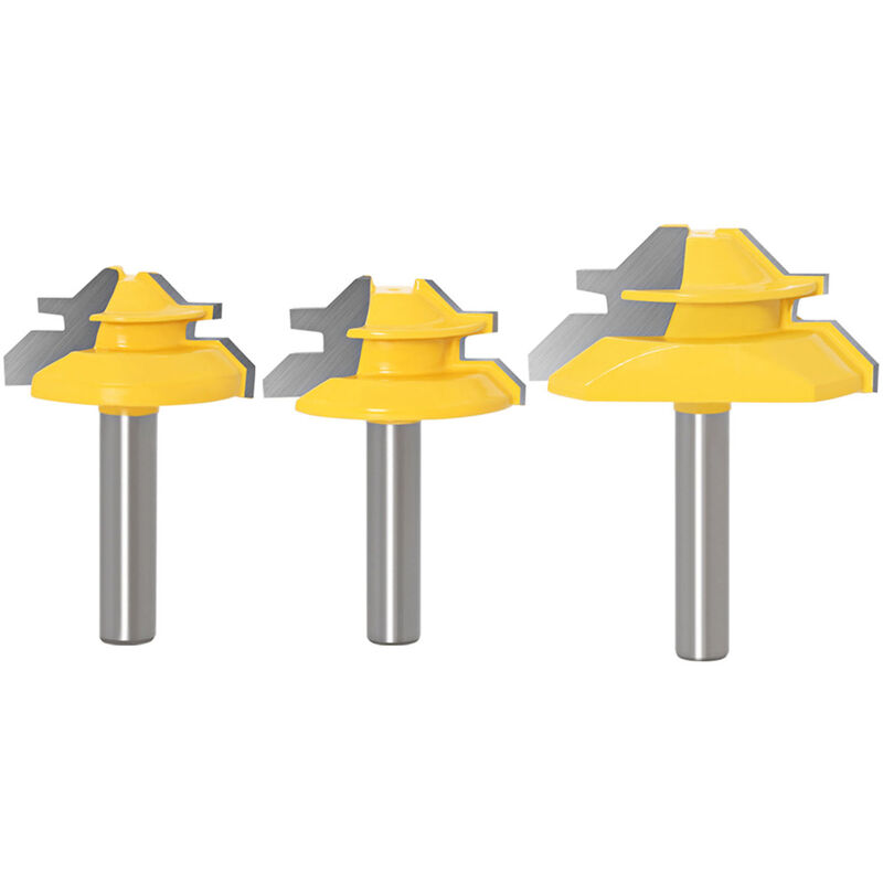 Decdeal - Jeu de 3 mèches de routeur à feuillure, tige de 8 mm, avec 12,7 mm, 16 mm, 19,05 mm de hauteur, fraise à fente, fraise à rainure en bois,