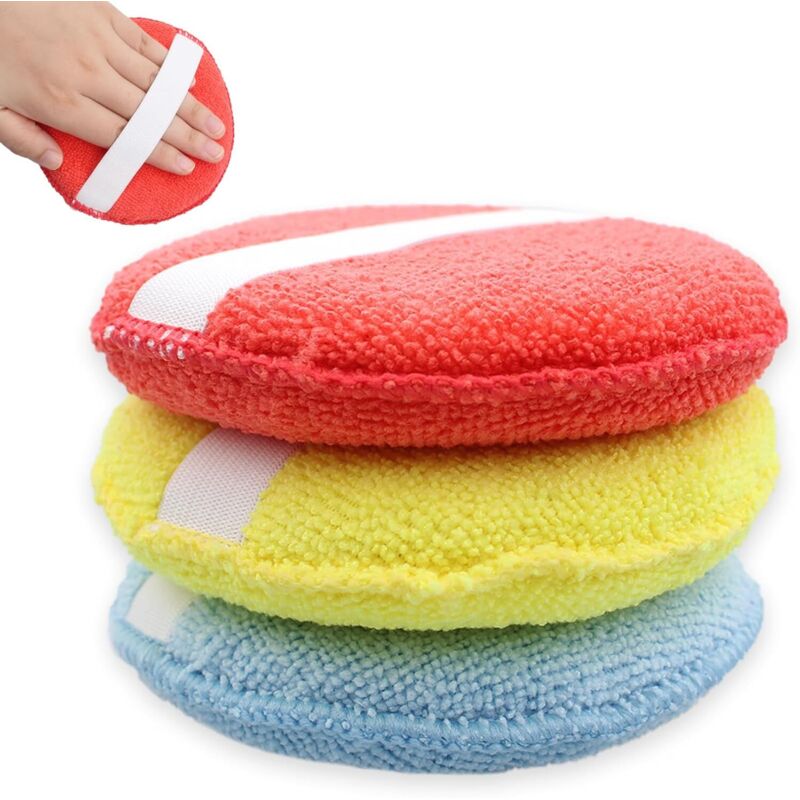 3 Pièces éponge Voiture,éponge de Polissage Tampon Polissage Tampon Applicateur Voiture Eponge Polissage Voiture Pad Polissage,Eponge Microfibre