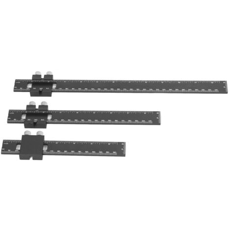 3 Pièces Équerre de Mesurage en Bois avec Règle Coulissante Métallique, Type T en Pouces et Métrique, pour Marquage et Traçage 6, 8 et 12 Pouces