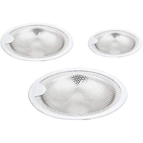 3 Pièces Filtre d'Évier en Acier Inoxydable, Anti-Bouchage pour Cuisine et Salle de Bain, Grille de Protection de Drain