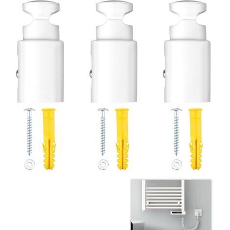 3 Pièces Fixation Sèche Serviette, Support Seche Serviette Universels Attache Seche Serviette, Distance Réglable, Résistant à l'Humidité et à la Chaleur, Convient aux Radiateurs Droits et Courbes