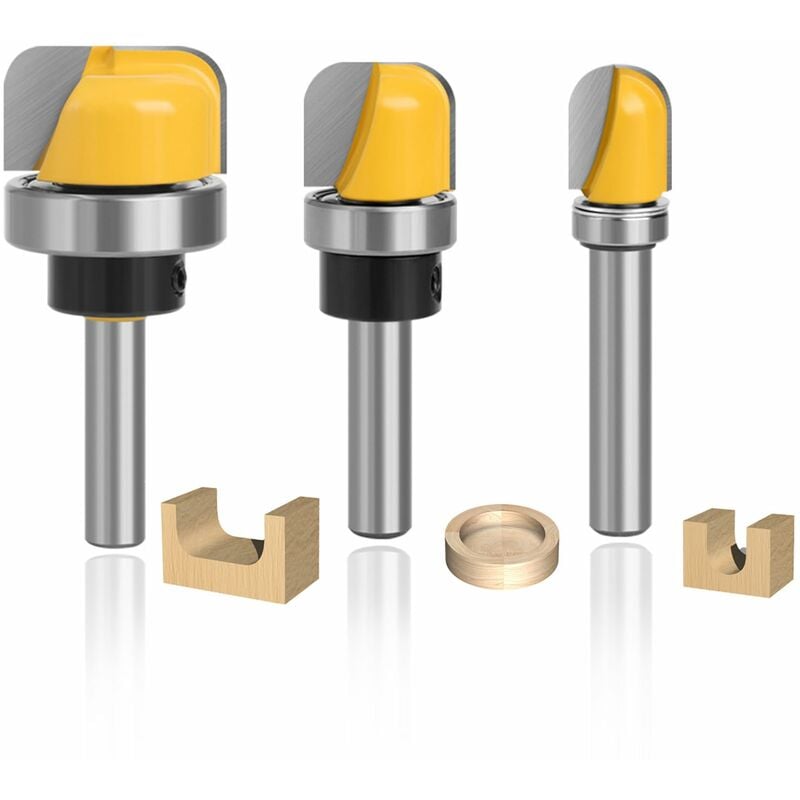 Csparkv - 3 Pièces Fraise Bois Fond Rond, Mèches Carbide Router Bits 8mm, Fraise pour Défonceuse pour le Bois Tendre et Dur, Panneaux de Particules,
