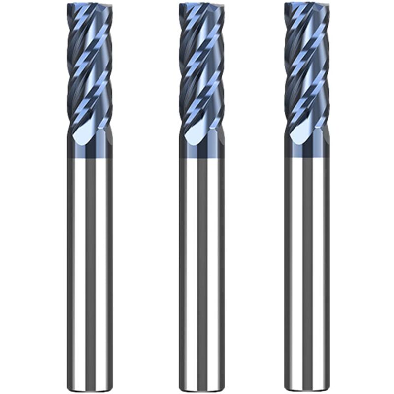 3 Pièces Fraise Carbure 6mm, 4 dents/4 tranchants Fraises CNC, AlTiN Noir Revêtement CNC Fraise en bout, VHM fraise en bout 6mm Pour Métal Bois