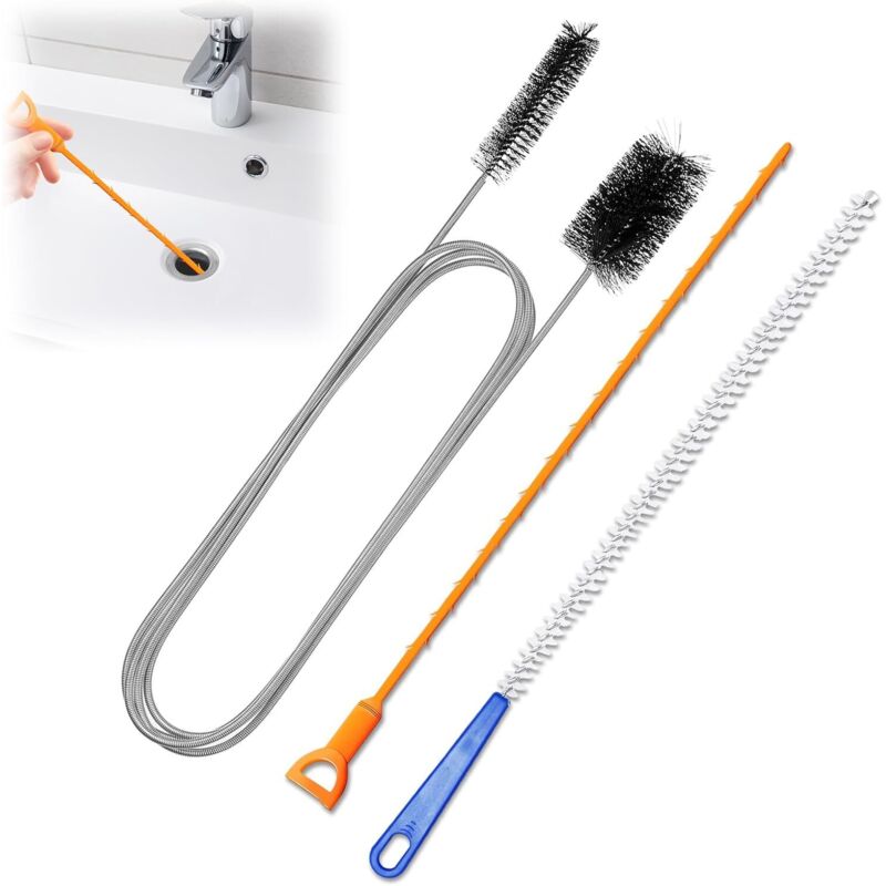 3 Pièces Furet Deboucheur Canalisation, Brosse de Nettoyage Réutilisable, Brosse Nettoyage Deboucheur Canalisation pour Débouchage de Canalisation