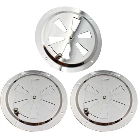3 Pièces Grille de Ventilation Ronde, Rosette de Ventilation en Acier Inoxydable Grille d'Aération 125 mm, Ouverture d'Aération Réglable Ventilateur à Branchies, pour Fumeurs, Camping-Cars