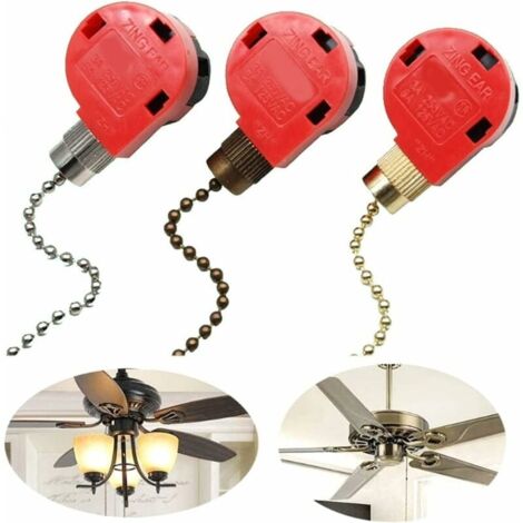 3 PièCes Interrupteur Ventilateur Plafond 3 Vitesses 4 Fils ZE-268S1 Interrupteur ChaîNe Traction Ventilateur Interrupteur ContrôLe Vitesse Remplacement Interrupteur Lustre-LIAIKI