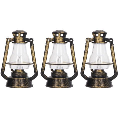3 Pièces Lampe à Pétrole Miniature Rétro Éclairée pour Maison de Poupée 1/12 1/6, Décoration et DIY Créatif