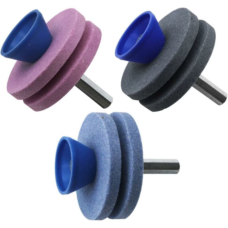 3 Pieces Lawn Mower Blade Sharpener Universal Double Layer Garden Tool Sharpener for Electric Drill, Hand Drill, Spare Parts, Power Drill