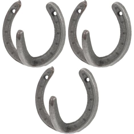 3 pièces Lot de Crochets Muraux Fer Forme de Fer à Cheval Patères Robustes