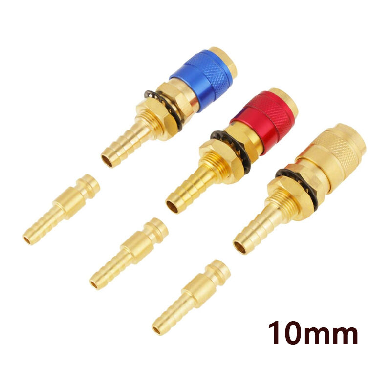 Sjqka - 3 pièces M6 Raccord Rapide Refroidi à L'eau et Adaptateur de Gaz, Connecteur Rapide en Laiton pour Torche de Soudage pta db mig tig (10mm)