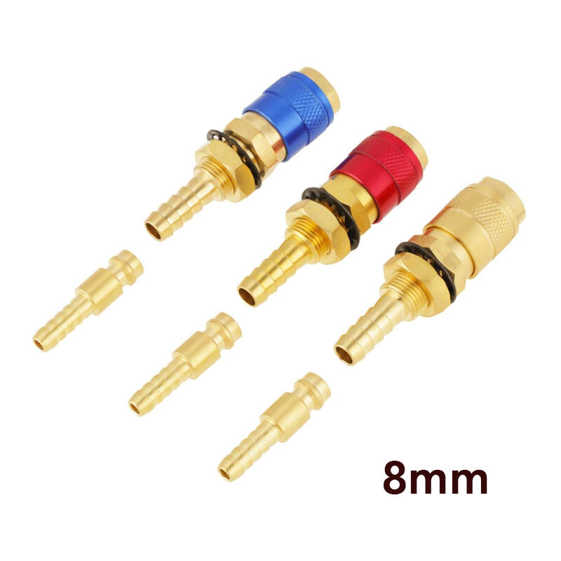 Sjqka - 3 pièces M6 Raccord Rapide Refroidi à L'eau et Adaptateur de Gaz, Connecteur Rapide en Laiton pour Torche de Soudage pta db mig tig (8mm)