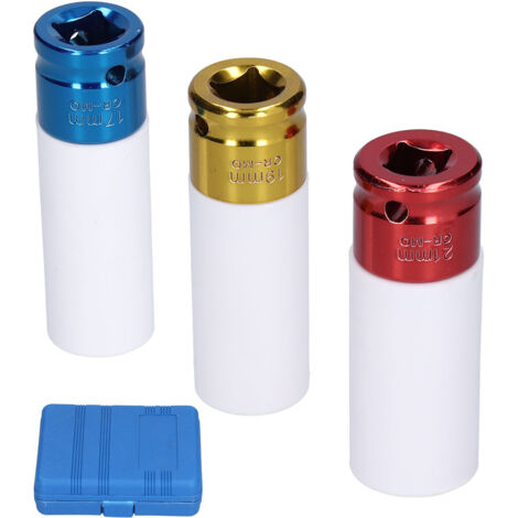 3 Pièces Manchon Pneumatique Acier Chrome Vanadium Résistant aux Chocs Protection de Pneu Socket Antirouille