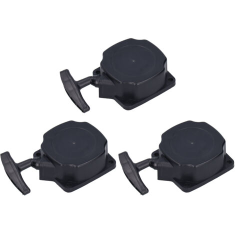 3 Pièces Mécanisme de Poulie de Démarreur pour Matériel de Jardin, Câble Acier 40-5, Tout Noir