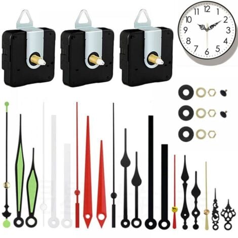 LONGZIMING 3 Pièces Mécanisme d'Horloge Mécanisme de Mouvement d'Horloge Mecanisme Horloge Pile Silencieux Horloge Murale Systeme Horloge Aiguilles Mecanisme Pendule