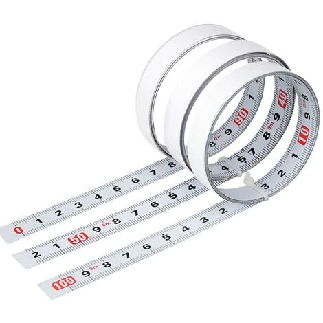 3 pièces Mètre à Ruban en Acier au Carbone Auto-adhésif, Règle Métrique Auto-adhésive, Règle en Acier à l'échelle Collante, Ruban à Mesurer Auto-adhésif Métrique, pour établis et Machines