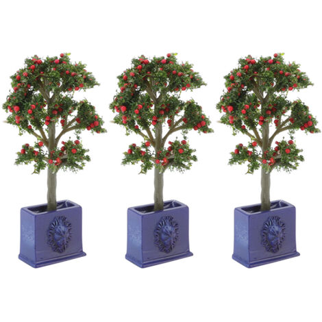 3 Pièces Mini Plantes Maison de Poupée Arbres Fruitiers Artificiels pour Décoration Échelle 1:12