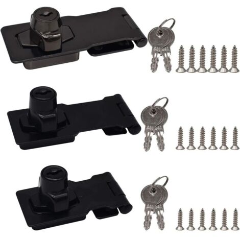 3 Pièces Moraillon De Verrouillage Alliage Zinc Cadenas Moraillon Tiroir Armoire Serrures Boulon De Porte Loquet Boucle Avec Cadenas Et Clé Moraillon Verrouillage Pour Portes Placards Tiroirs