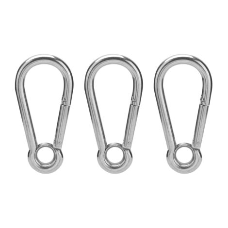 3 Pièces Mousqueton en Acier Inoxydable avec Anneau, Accessoires Sécurité Corde 11mm