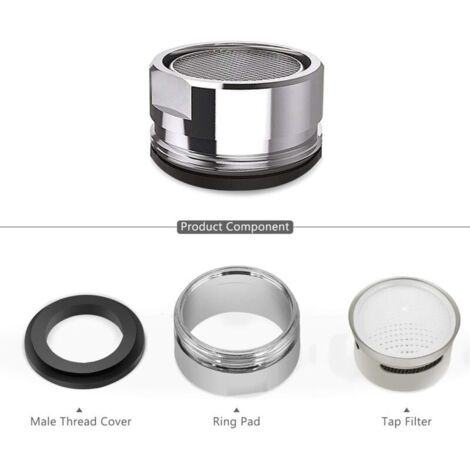 3 Pièces Mousseur Robinet, Aerateur Robinet Filtre Robinet avec Joint D'étanchéité Pour Cuisine, Salle de Bain - Argent (Diamètre extérieur 24MM)