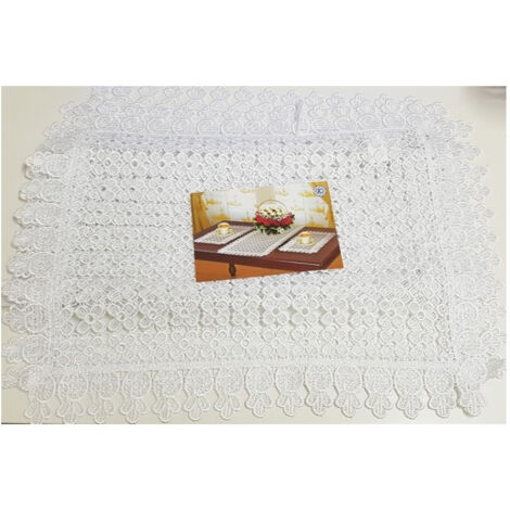 3 Pièces Napperons Centre De Table Dentelle Blanche Fleurs Chemin De Table Tissu