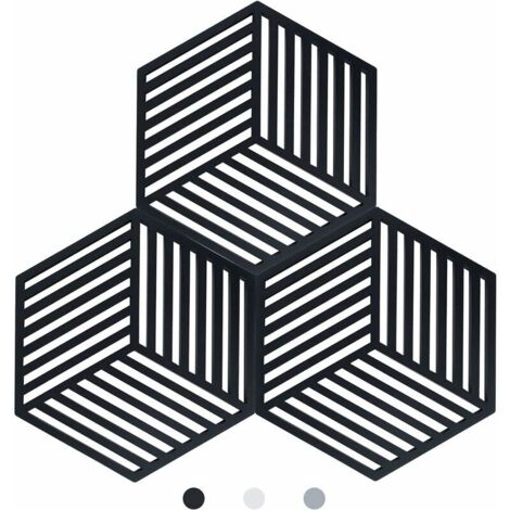 3 pièces noir losange coussin isolant hexagone Table à manger coussin isolant évider coussin de conception HANBING