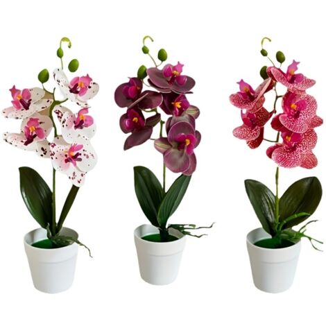 3 Pièces Orchidées Artificielles - Orchidées Artificielles En Plantes En Pot - Fleurs Artificielles Réalistes Et Vives - Parfait Pour Mariages, Fêtes, Jardins, Salons, Tables À Manger, Bureau, Noël - 