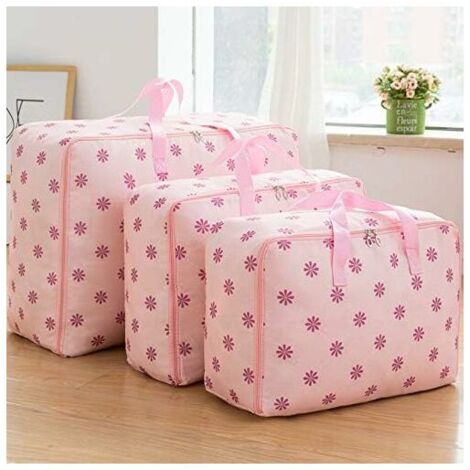 3-Pieces Oxford Large Clothes Organizer Storage Bags for Comforters and Blankets Clothing Sun Flower
