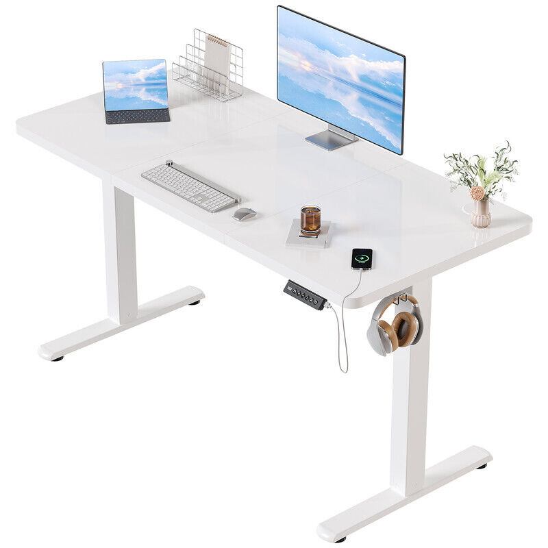 Bureau assis debout Disponible pour bureau ou jeux table réglable en hauteur longueur 120cm × largeur 60cm blanc devoko