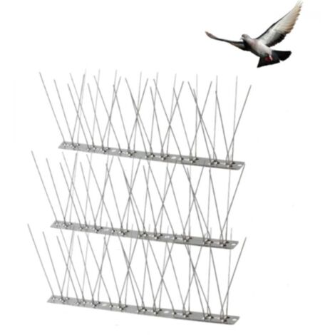 (3 pièces) Pic anti-pigeons en acier inoxydable de 1 mètre, pour effrayer les corbeaux, les moineaux et les chats. Convient aux animaux.