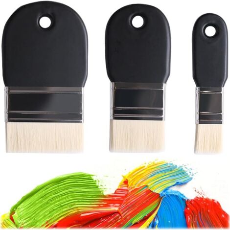 3 Pièces Pinceaux Peinture Acrylique, Artiste Pinceau Plat pour Gesso, Pinceau à Peinture Set avec poignée Plastique, Pinceaux Plats pour Bricolage et Décoration