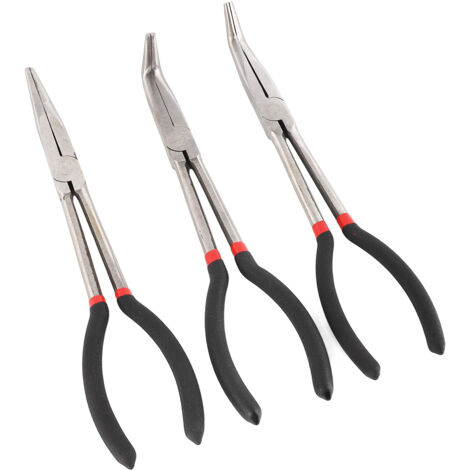 3 Pièces Pinces Longues Aiguille 11 Pouces Acier Inoxydable Droit 45° 90°