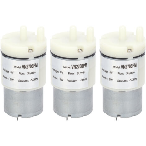 3 pièces Pompe à Vide Miniature pour Aquarium, Moteur Air/Eau 6V DC - Modèle VN2708PM