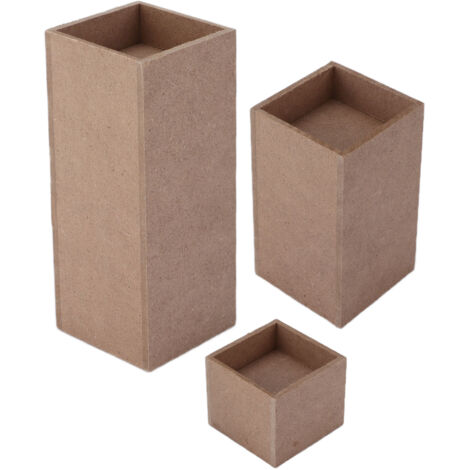 3 pièces Porte-bougies en Bois Rustique Naturel, Support Bougie Carré pour Décoration Fête Maison Cadeau