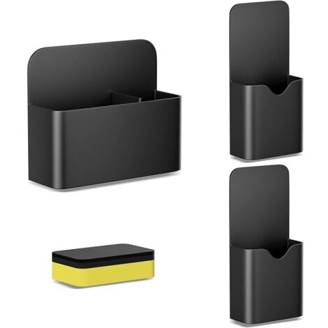 3 pièces Porte Marqueur Noir, Magnétique Porte Marqueur avec éponge Magnétique, Crayon Magnétique Porte Support de Crayons Magnétique pour Réfrigérateur Tableau Blanc Casier