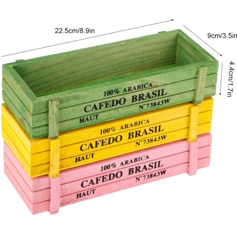 3 pièces Pot de Plante en Bois pour Succulentes, Boîte de Rangement Décorative Bureau Maison Jardin