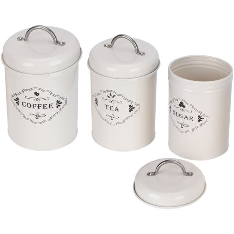 3 Pièces Pots de Rangement Alimentaires Hermétiques pour Sucre, Café et Thé