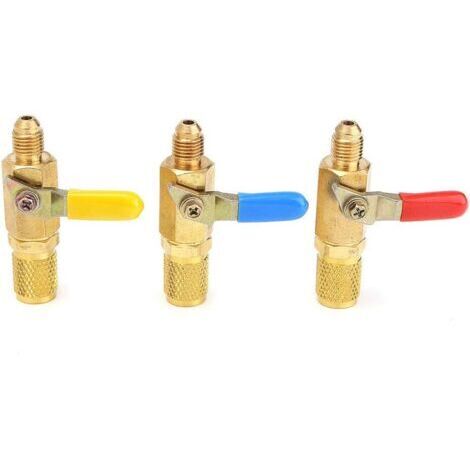 3 pièces R12 R22 vannes d'arrêt climatisation réfrigérant en laiton 1/4 SAE vanne marche-arrêt pour AC HVAC réfrigération vanne à bille droite