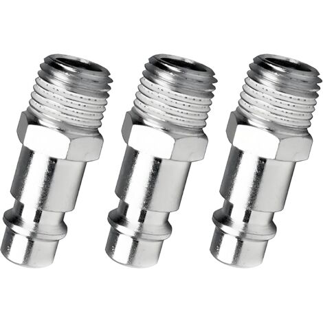 3 Pièces Raccord Rapide Mâle 1/4" Euro Conique Téflon, Kit Coupleur Pneumatique pour Air Comprimé, Compatible Compresseur et Tuyaux Industriels
