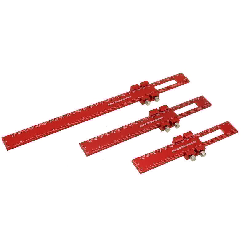Drillpro - 3 pièces Règle de poche de précision en alliage d'aluminium jauge de marquage de positionnement pour le travail du bois règle de marquage