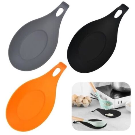 3 Pièces Repose Cuillère Cuisine, Repose Cuillere en Silicone Doux, Pose Cuillere Cuisson Résistant à la Chaleur Repose Cuillère