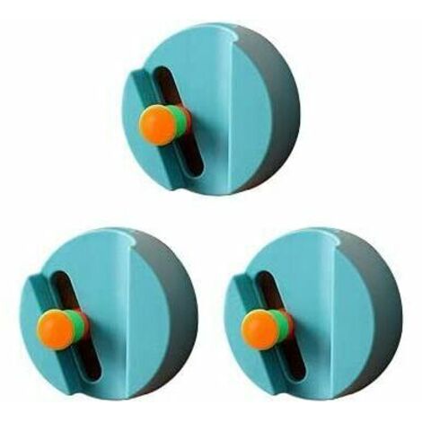 3 pièces rond bleu sans trou porte-balai porte-carte balai clip vadrouille crochet robuste mural porte-balai