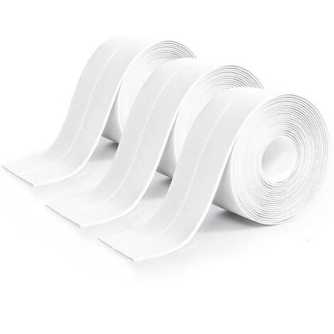 3 Pièces Rouleau Joint Silicone Blanc Salle De Bain, Ruban Adhésif Blanc Cuisine Ruban D'Étanchéité, Anti-Fuite Adapté À De Salle De Bains, Toilettes,Nombreuses Occasions (320 3,8Cm)
