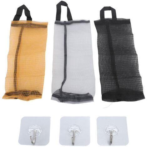 3 pièces Sac de Rangement à Ordures en Filet Porte-Sac Poubelle Murale Organisateur pour Cuisine Ménagère