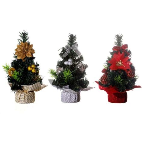 3 pièces Sapin de Noël Artificiel 30cm Mini Sapin de Noël Arbre de Noël de Table Petit Sapin de Noël avec Ornements Décoration de Noël pour Table fête de Noël