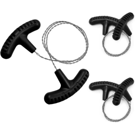 3 Pièces scies à câble en acier inoxydable pour le camping, la coupe du bois et tuyaux, les équipements de plein air,Noir