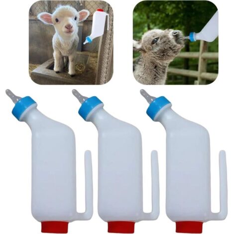 3 pièces – Seau à lait pour agneaux et chevreaux (800 ml) – Système d’alimentation suspendu avec biberon adapté aux jeunes ruminants – Pour élevage ovins et caprins