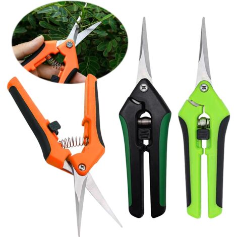 3 Pièces Secateur de Jardin,Secateur Acier Inoxydable,Ciseaux Bonsai Précision Plage de CoupeØ2.5mm,Cisaille de Jardin pour Branche,Bonsaïs,Légumes,Fleur et Fruits, Broussailles-Vert/Orange/Noir