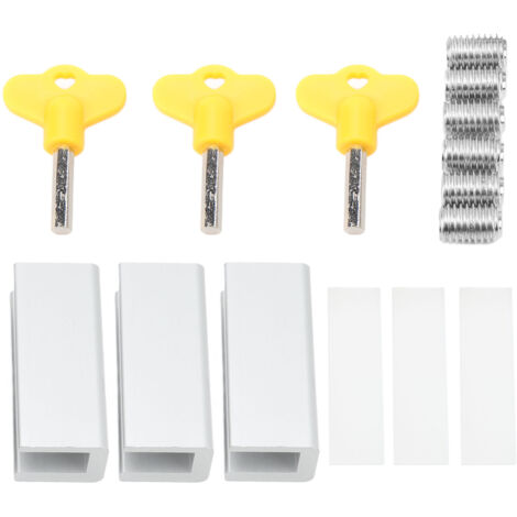 3 pièces Sécurité Fenêtre Bloque Porte Coulissante Anti-Cambriolage Serrure Enfant Clé Inclus
