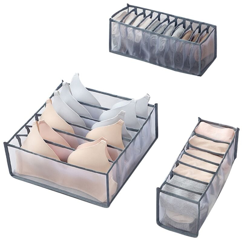 Tlily - 3 PièCes SéRies 1 Ensemble Chambre Placard Organisateur pour Chaussettes Culotte Maison Sous-VêTements SéParéS BoîTe de Rangement